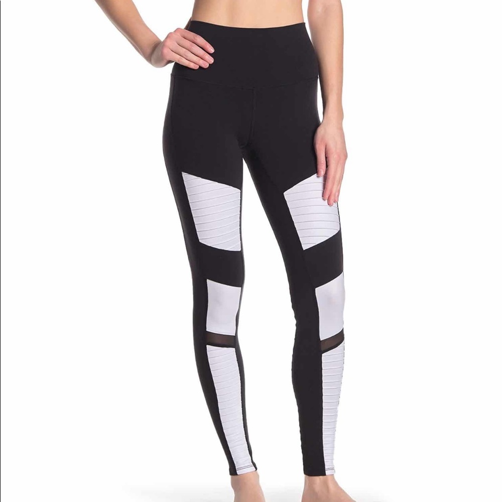 ALO Yoga High Waist Moto Legging Black White XXS